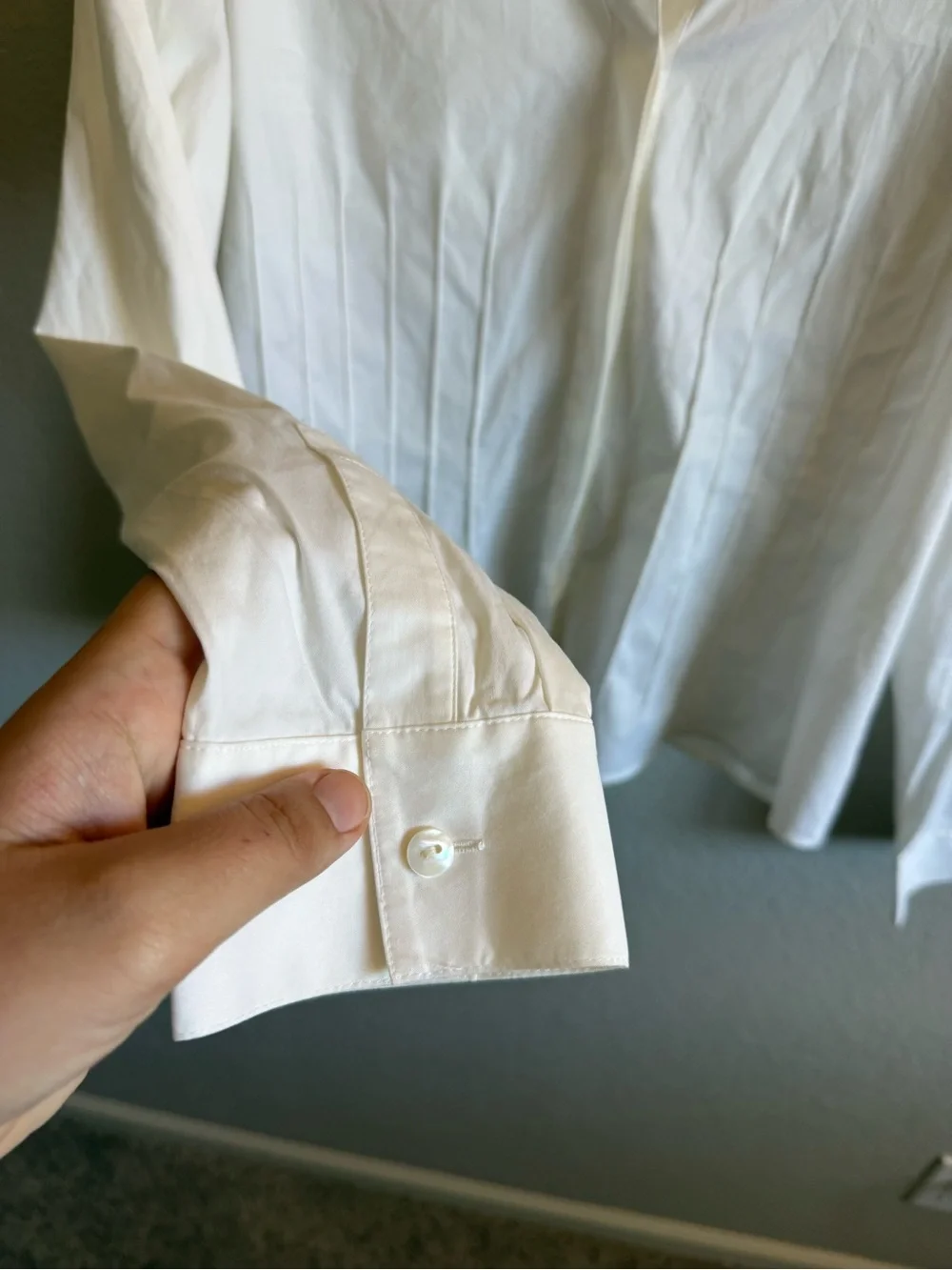 Lafayette 148 New York White Button-Front Pleated Women's Blouse Business Sz 12 - Picture 4 of 8